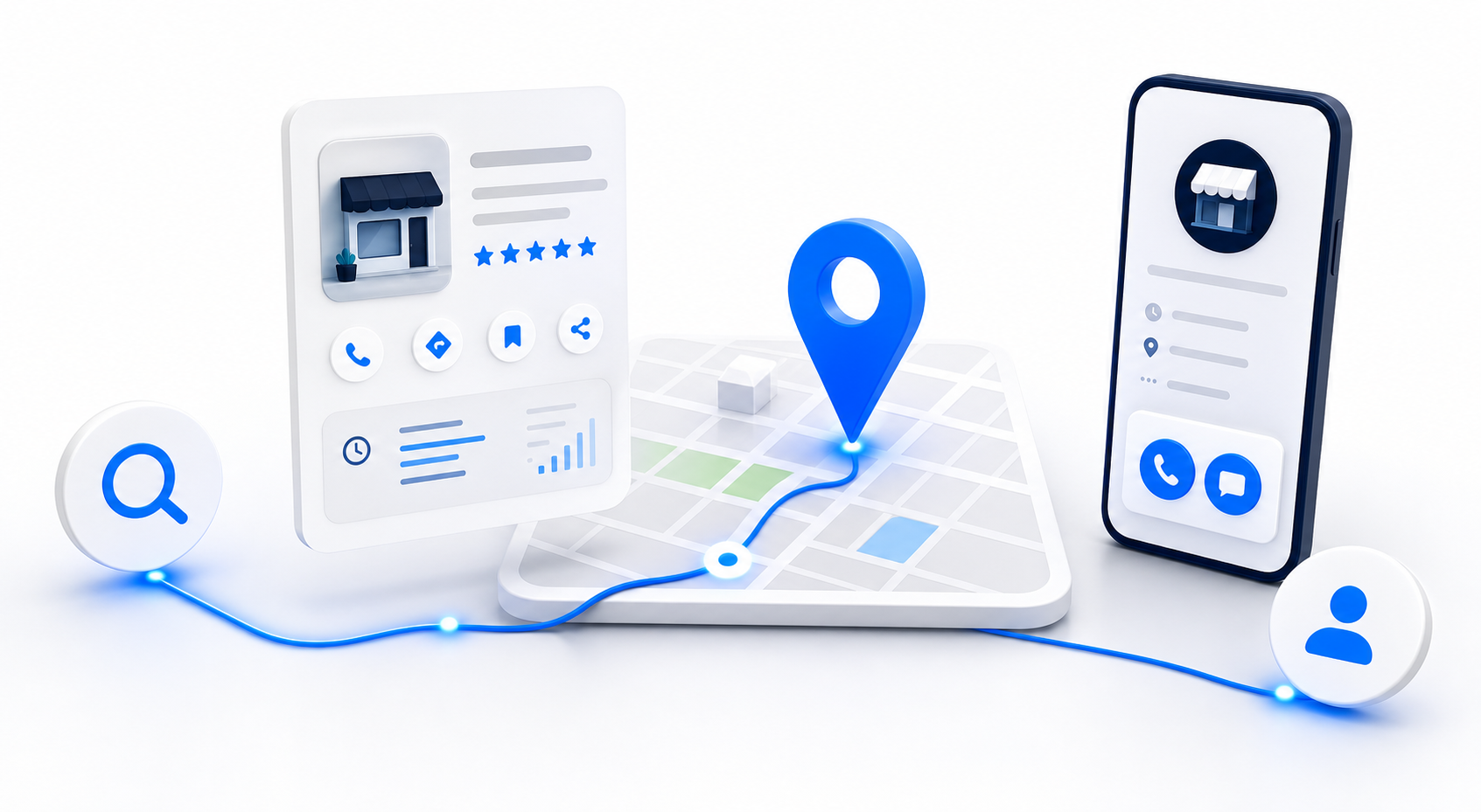 Vizual Google vidljivosti, mape, lokacije i kontakt puta za lokalni biznis